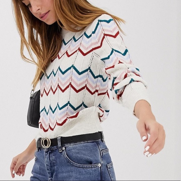 ASOS Petite Sweaters - ASOS DESIGN Petite 70’s Chevron Sweater